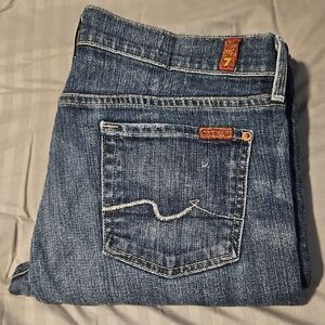 7 For All Mankind Classic Denim Jeans with Orange Accents